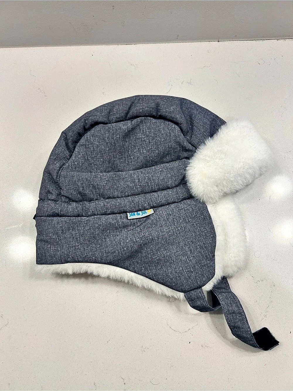Jan & Jul Toasty-Dry Trapper Hat Gray & White Size Large
